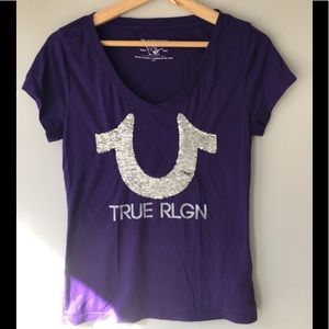 True Religion Reverse Sequin T-Shirt Sz. Small